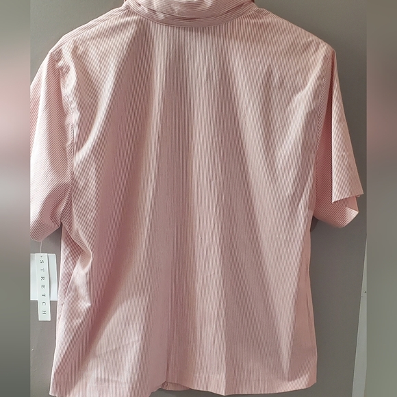 Alfred Dunner Pink Embroidered Striped Stretch Blouse. New Sz16 - Picture 4 of 5